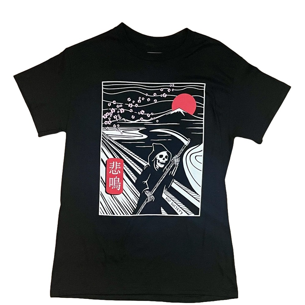 NWOT Riot Society Black Short Sleeve Tee with Artistic Graphic Small